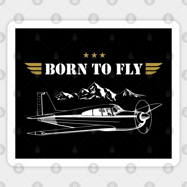 BORN TO FLY Plane Pilot - single airplane Sticker by Pannolinno